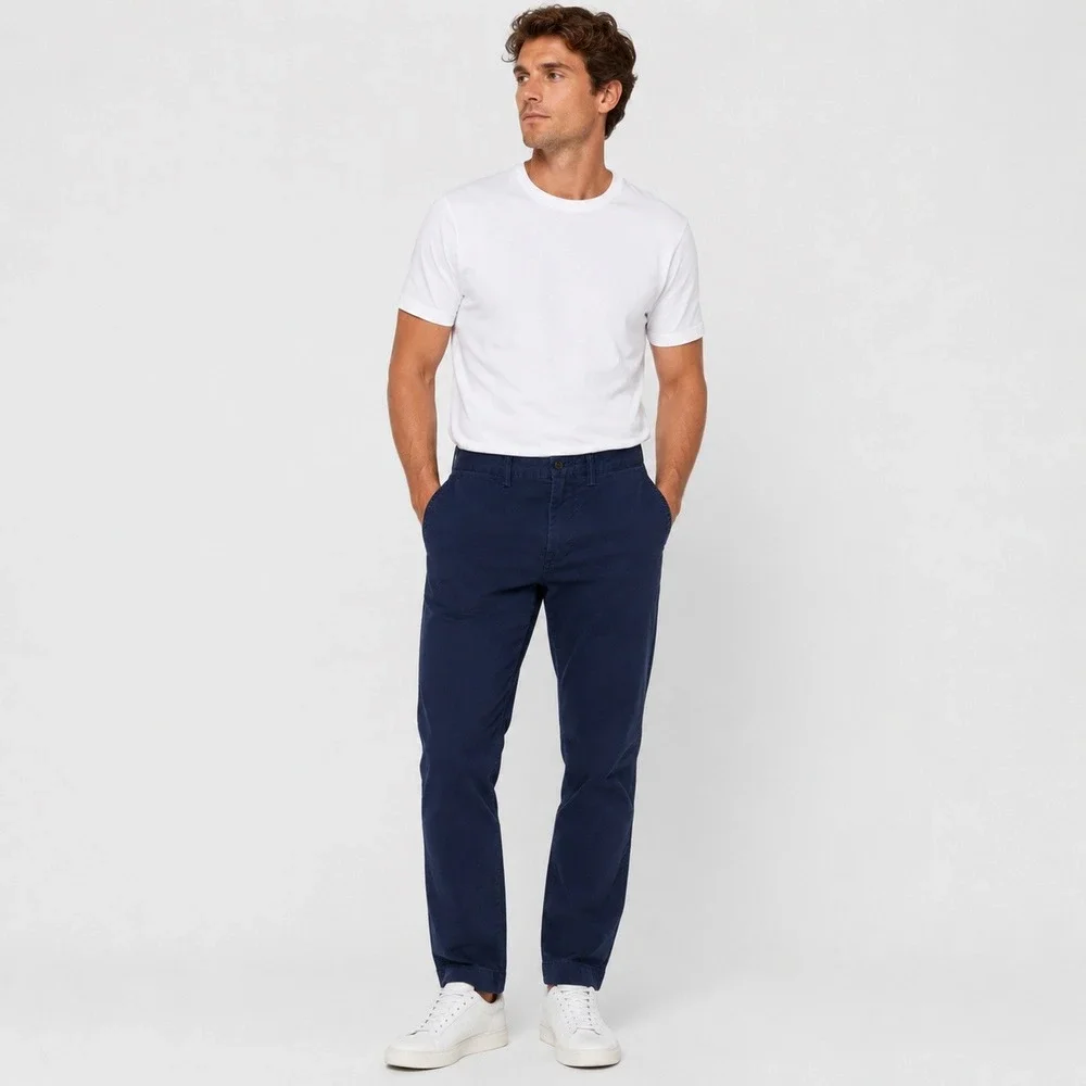 Polo Ralph Lauren Mens Navy Blue Stretch Slim Fit Chino Pants 28x32 Cotton Blend